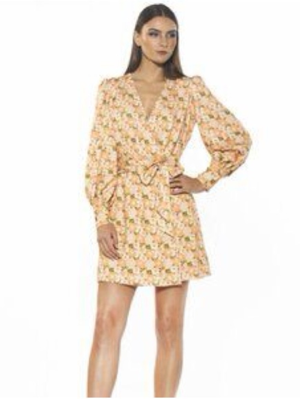Alexia Admor Floral Wrap Mini Dress in Peach